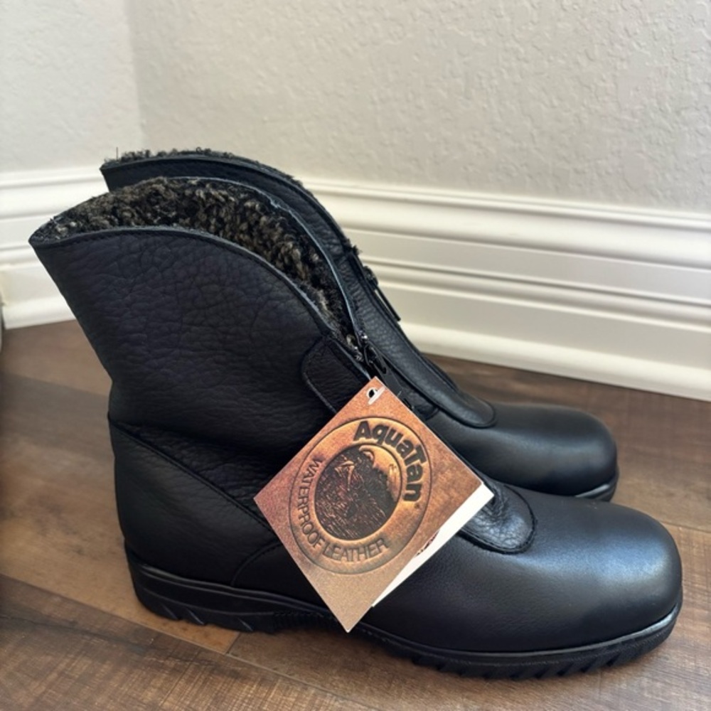 Maxine Of Canada Aquatan Shearling Lined Black Ankle Waterproof Boots Size 10‎